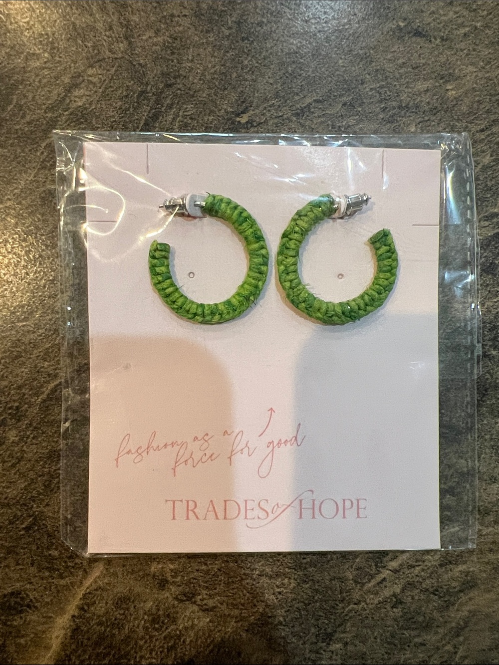Trades of Hope Green Wrapped Hoop Earrings
